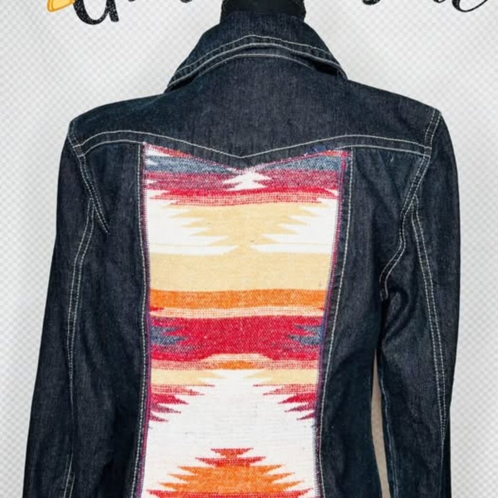 Upcycled Aztec print Pendleton wool A.M.I Western Jean jacket size M